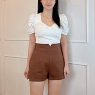 (JANUARY BRAND) SMLXL2XL Womens High Waist Short pants女装高腰短裤罗马弹力面料后腰伸缩裤头-JN5464