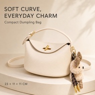 Women’s Small Cowhide Dumpling Bag, Turn-Lock Handheld Shoulder Crossbody 23*11*11cm