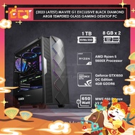(2023 Latest) Mavite G1 Exclusive Black Diamond ARGB TG Gaming Desktop PC (R5-5600X,GTX1650-4GB,1TB,
