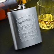 Botol Minum Stainless Steel 200ml Berlogo - Botol Minum Whiskey - Botol Minum Kotak - Kaleng Minum -