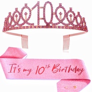 2pc/set Birthday Tiara Crown Sash Women Girls This Is My 4Th 5Th 6Th 7Th 8Th 9Th 10Th 13Th 16Th Birt
