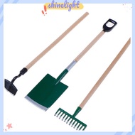 [Shinelight] 3psc/Set Metal Garden Spade Rake Tools For Dolls House Miniatures Accessories [MY]