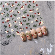 [CORAL SEA]White with Flowers Jelly Adhesive Nail Sticker pro Embossed Nail Stickers Series M698Jell