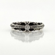 【二手】鉻心 (CHROME HEARTS) Baby Classic Floral Cross Pave Diamond Ring, Size #10, 5.11g, Silver