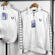 NEWEST white fred perry tracktop jacket cool, sporty, trendy zipper sweater/ for men