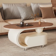 Medieval Style Movable Coffee Table Cream Style Lonely Creative Influencer Oval Tea Table Retro Hous