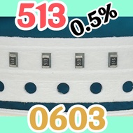 10pcs Chip resistor smd 513 51K0 5102 0.5% size 1608 0603 51Kohm 51K ohm 51 Kohm