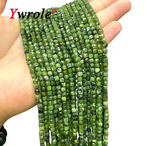 4x4mm Natural Stone Faceted Square AA Canada Jade Jasper Loose Cube Spacer Beads for Jewelry Making
