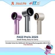 JISULIFE FA53 Pro1S Handheld Fan Portable High-Speed Rechargeable Mini Fan with Strong Airflow & Lon