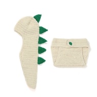[Z356] Beige Dinosaur Two-Piece Suit Hundred Days Photography Clothing Hand-Woven Children's Photo P