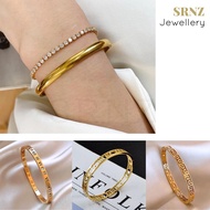18K TITANIUM STEEL BANGLE NON RUST GELANG TANGAN ANTI KARAT JEWELLERY GELANG EMAS