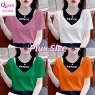 300斤大码胖mm遮肚子假两件短袖T恤女拼接上衣 大碼 女裝 上衣 顯瘦 大碼t shirt oversize t shirt woman 150kg Large Size Fat mm Cover 