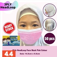 Kid Headloop 3ply Mask 50pcs Budak Sekolah Mask Hijab Face Mask