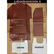 Ao dai for going to temple, Buddhist set - votive paper (Bach Tuyet votive paper)
