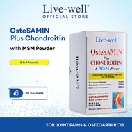 Live-well OsteSAMIN + Chondroitin &amp; MSM 3n1 Powder | 3-in-1 Glucosamine Powder for Joint Pains &amp; Osteoarthritis Relief