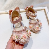 [Ready Stock] [High-End Catwalk Style] Flower Girl Children Sandals Spring Autumn New Style Bowknot Soft-Soled Diamond Princess Shoes Performance Shoes Balance Anti-Slip Breathable Student Party O