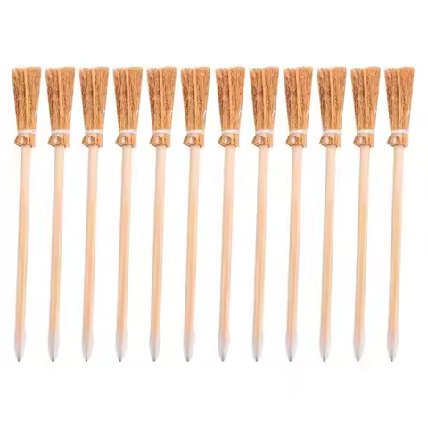 A89Q-12 Pcs Witch Broom Pencils For Halloween Broomstick Ballpoint Pencils Halloween Party Favors Wi