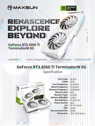 Maxsun顯示卡 Rtx 4060ti Terminator W 8g T0 Gddr6 Gpu Nvidia Pci Express X8 4.0 128bit Dp * 3/hdmi 8pin Rgb遊戲顯示卡電腦元件