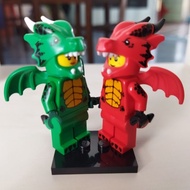 <Papa's Toy Shop> Collectable Minifigures Red Dragon and Green Dragon Couple Lego 71021 71034 Series