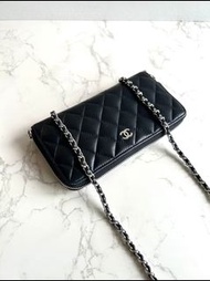 【LA LUNE】絕版古董包 Chanel黑色WOC皮革包 側背包 斜背包 中古二手包 長夾