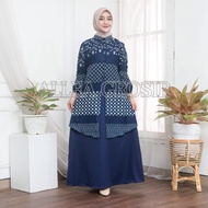 Gamis Batik Kombinasi Motif inara Modern Premium Dress Muslim Gamis Batik Kombinasi dan Kemeja Batik