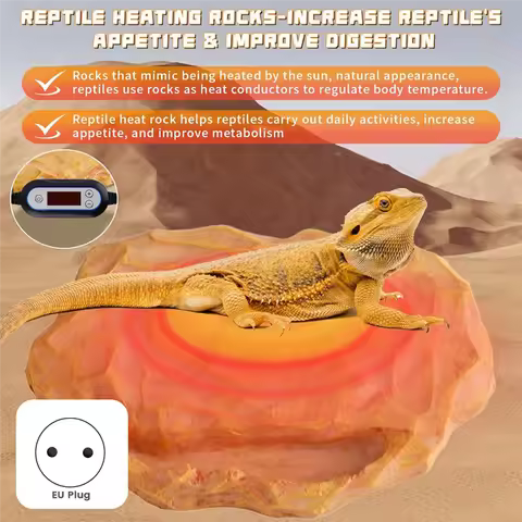 T97C-Reptile Heat Rock With Feeding Trough Heat Rock For Bearded Dragon Temperature Adjustment Heat