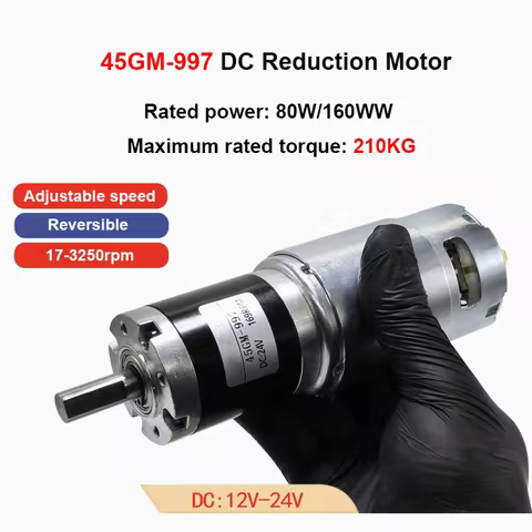 45MM 997 Planetary DC Reduction Motor Adjustable Speed 12V 24V 80W 160W High Power MAX 210KG Forward