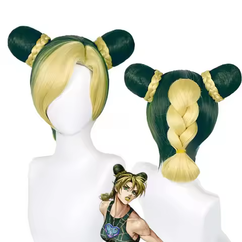 Anime Jojo Bizarre Adventure Cosplay Jolyne Cujoh Yellow Green Braids Wigs