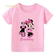 Kids t shirt for girls clothes Mickey Minnie Mouse children tshirt Number 1 2 3 4 5 6 7 8 9 birthday
