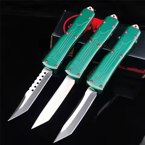 6 Styles Micro Bounty Hunter Pocket Knife 440C Blade Green Zinc Alloy Handle with Sheath Outdoor Mil