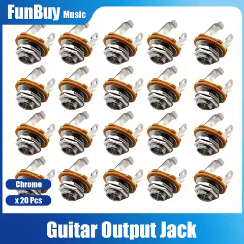 20pcs 1/4 inch 6.35Mm Stereo Input Jack Plug Socket for Electric Guitar Bass Guitar Pickup Output Ja