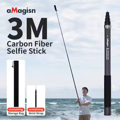 aMagisn 3m Invisible Selfie Stick , Carbon Fiber Extended Monopod 118" for Gopro Max DJI 360 Insta36