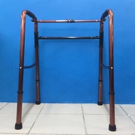 2 in 1 Aluminium Adjustable and Foldable Walking Frame with Rigid & Reciprocal Function, Brown