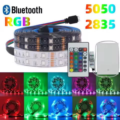 3AA Battery 5V RGB LED Strip 2835 5050SMD Bluetooth Flexible Lamp Tape Ribbon DIY TV BackLight With 
