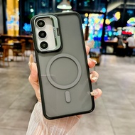 Shockproof Transparent Stand Case for Samsung Galaxy S24 Ultra S24 Plus S24 Fe 5G Clear Holder Case