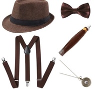 Peaky Blinders Costume Accessories Set 30s Manhattan Gangster Beret Y-Back Suspender pocket watch 19