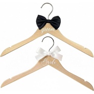 2 Pcs Bride Hanger For Wedding Dress, Bride And Groom Wooden Wedding Hangers Set, Dress And Suit Han