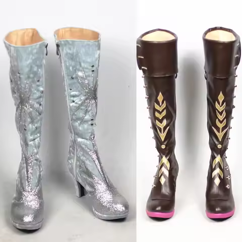 New Snow Queen Prince Anna Elsa Cosplay Adult WOMEN Shoes Boots Wedding Shoes 44 Size