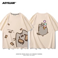 2025 New Style Cute Cat Pusheen Pusheen Pusheen Peripheral Short-Sleeved Boys Girls Children Pure Co