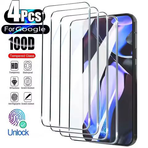 4Pcs Tempered Glass For Google Pixel 9 Pro XL 9 8A Fingerprint Unlock For Google Pixel 9 Pro 7A 6A 8