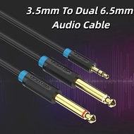 3.5mm To Dual 6.5mm Audio Cable 2 in 1 Adapter 3.5mm To 6.5mm Audio Splitter Cable Stereo Connector