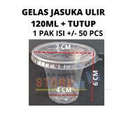 Gelas Plastik Jagung Jasuke Ulir Eskrim 120ml + Tutup Isi 50 Pcs / Cup Bening Ulir 120 ml