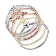 1pc Adjustable Snake Bone Heart Shaped Beaded Chain Bracelet, Size 16mm/18mm/20mm/21mm, Gold/Silver/