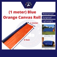 1 meter Blue Orange Canvas Roll PE Tarpaulin Canvas Sheet Construc Cover Canopy Tent Kanvas Biru Oren Kanopi Khemah 蓝橙帆布
