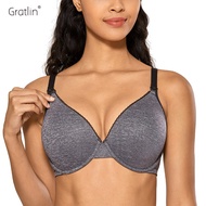 2 Gratlin Women's Full Cup Lightly Lined Plunge Underwire Maternity Nursing Bra 32-40 B C D DD E Breastfeeding Maternal Support