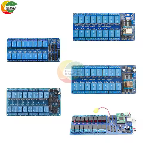 DC 5V 12V 16ch Network Relay Module Onboard ESP8266 WIFI Module LM2576 Microcontroller Relay Output 