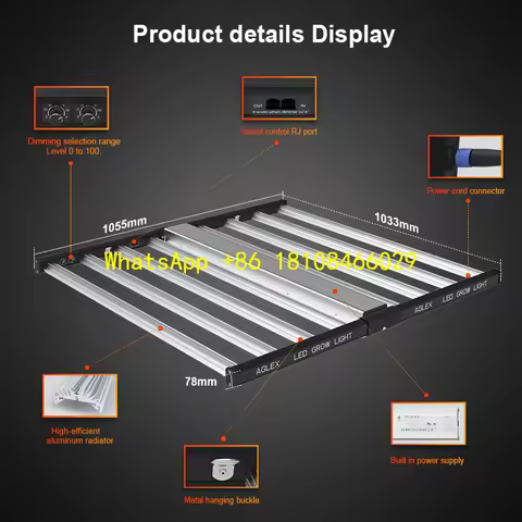 y LM281B Chip for Indoor Plants IP65 Rated Bloom 8-Bar 1000W Full Spectrum Dimmable LED Grow Lights 