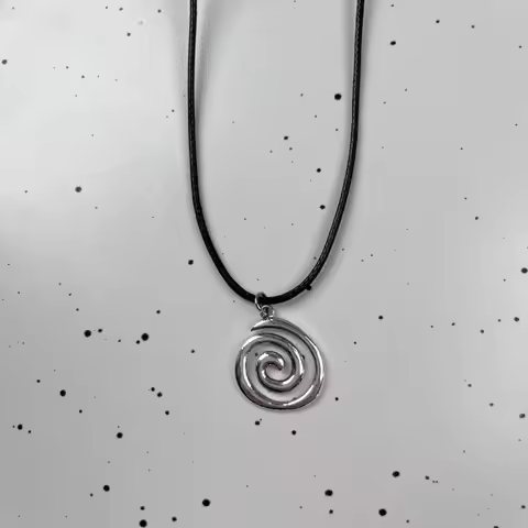 Vintage Spiral Vortex Pendant Necklace Hand-woven Leather Rope Necklace for Women Boho Goth Necklace
