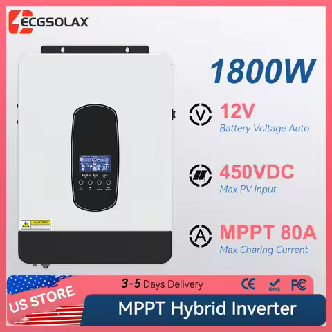 ECGSOLAX 1.8KW Hybrid Solar Inverter 12V 220V Off Grid Inverter With 80A MPPT Charge Controller Pure