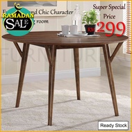 🌙Hari Raya Sale 🌿🌟Jesseca Veneer Top with Solid Wood Leg Round Dining Table. Free installation. Delivery in Klang Valley.